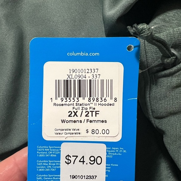 Columbia Women’s Green Hooded Fleece Zip up - Picture 3 of 5